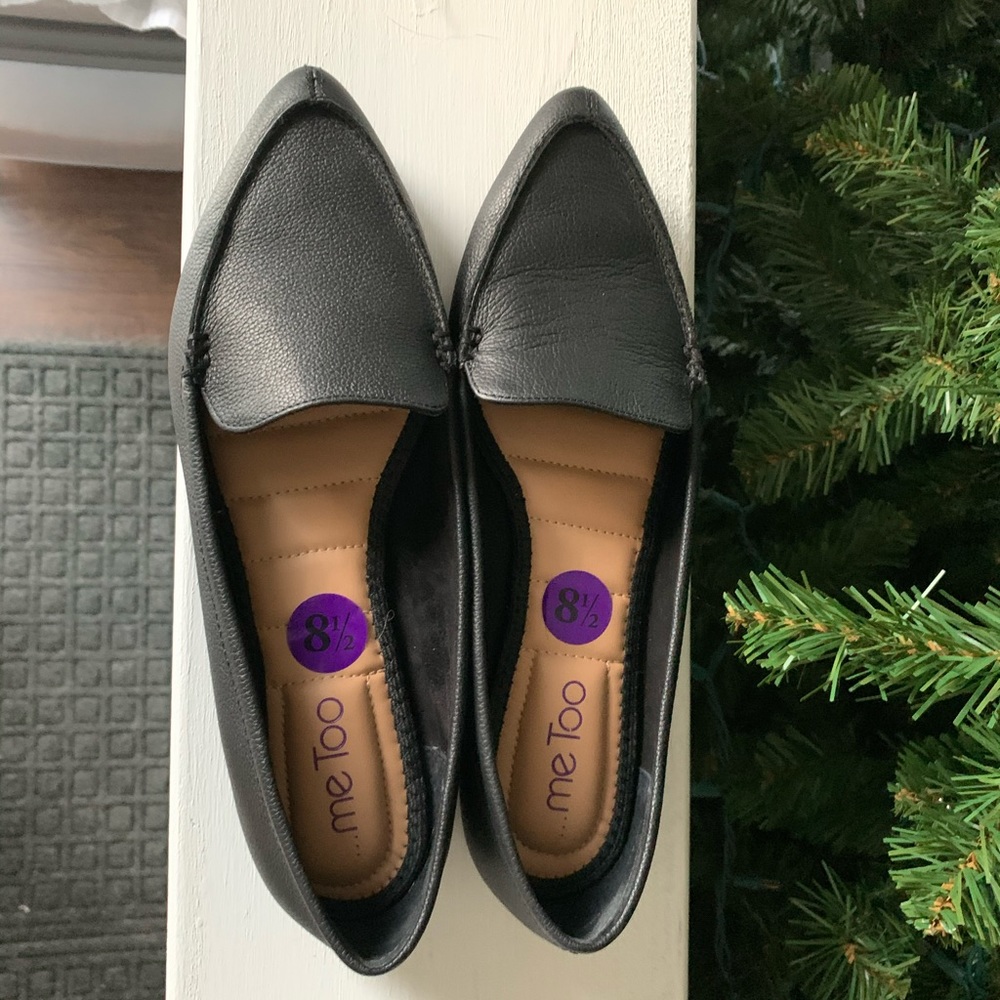 Black Leather Loafer Flats